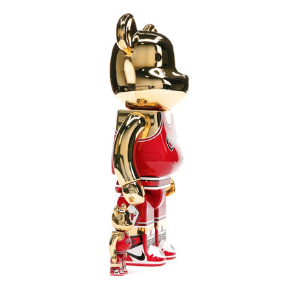 Bearbrick Michael Jordan 1985 Rookie Jersey 100% & 400% Set Gold Chrome