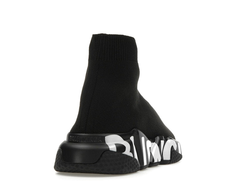 Balenciaga Speed Graffiti Trainers Black White Logo (Women's)