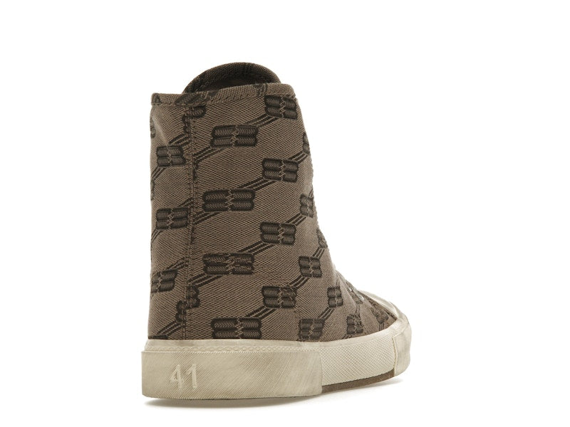 Balenciaga Paris High Top BB Monogram Dark Beige Brown