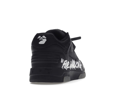 OFF-WHITE Out Of Office OOO "For Walking" Low Tops Black White