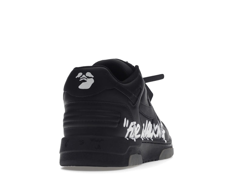 OFF-WHITE Out Of Office OOO "For Walking" Low Tops Black White