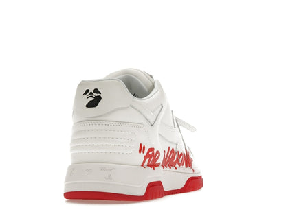 OFF-WHITE Out Of Office OOO Low Tops White Red