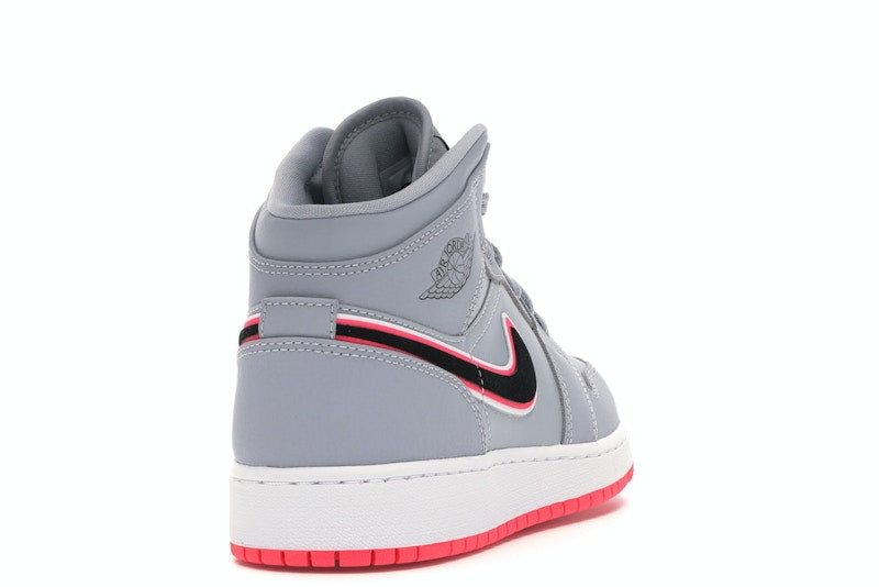 Jordan 1 Mid Wolf Grey Racer Pink Black (GS)