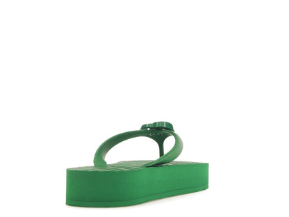 Gucci Chevron Thong Sandal Green Rubber