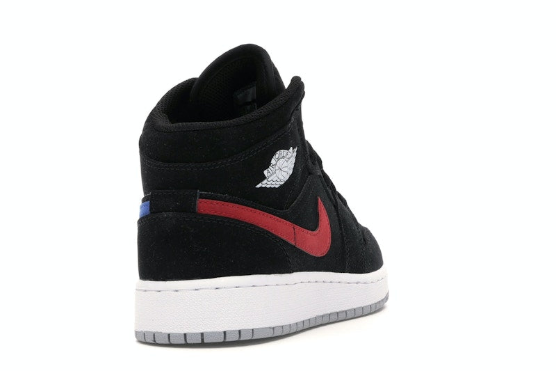 Jordan 1 Mid Multi-Color Swoosh Black (GS)