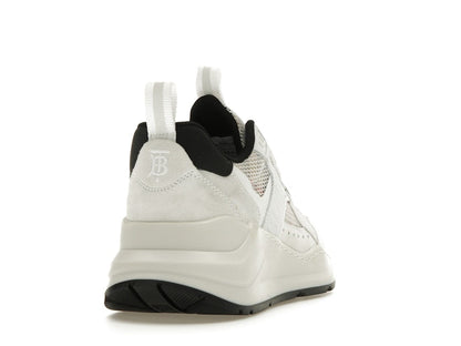Burberry Logo Print Leather, Suede and Check Mesh Sneakers Archive Beige White (Women's)