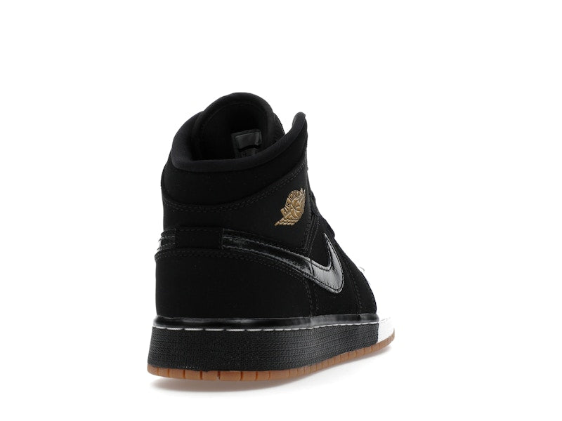Jordan 1 Mid Black White Gold (GS)
