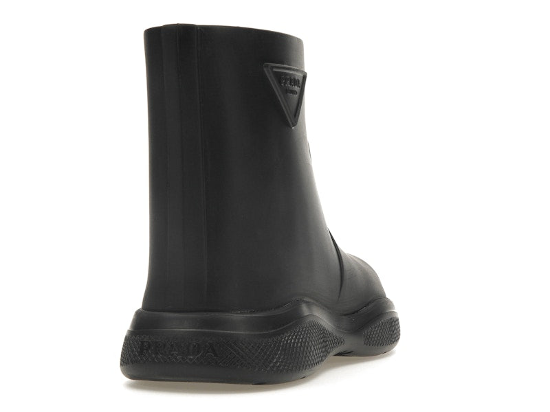 Prada Pull-On Rain Booties Black Rubber