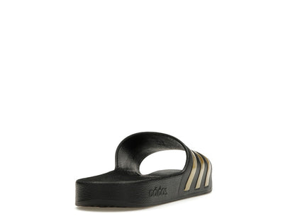 adidas Adilette Aqua Slides Core Black Gold Metallic