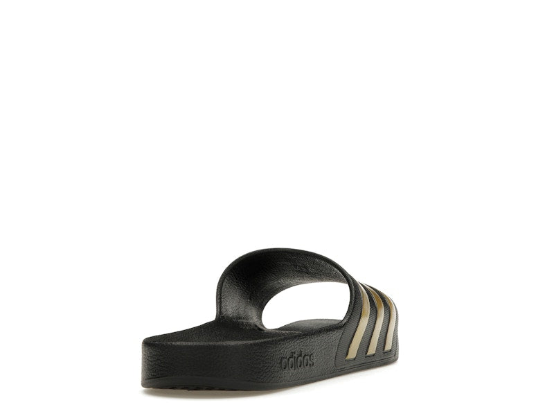 adidas Adilette Aqua Slides Core Black Gold Metallic