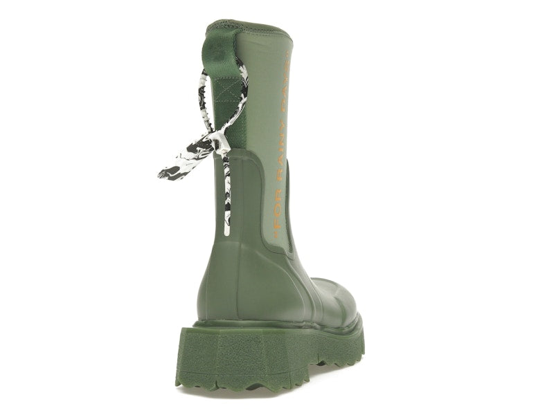 OFF-WHITE Zip-tie Rain Boots Green (Women's)