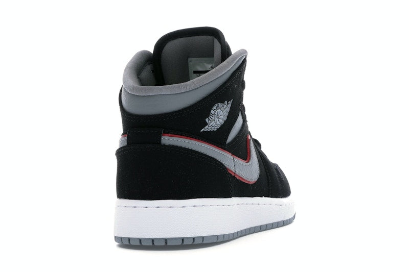 Jordan 1 Mid Black Particle Grey Gym Red (GS)