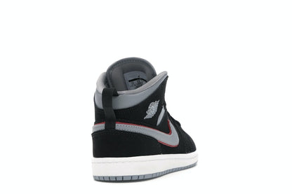 Jordan 1 Mid Black Particle Grey Gym Red (PS)