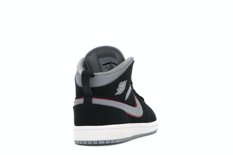 Jordan 1 Mid Black Particle Grey Gym Red (PS)