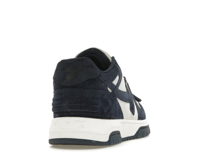 OFF-WHITE Out Of Office OOO Low Tops White Navy Blue Suede