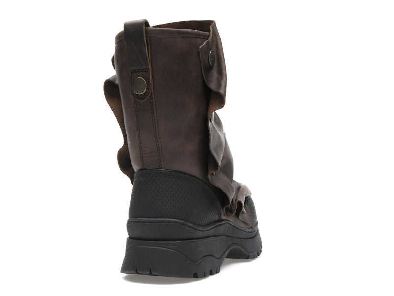 H&M x Glenn Martens Gaiter-Detail Leather Boots Dark Brown