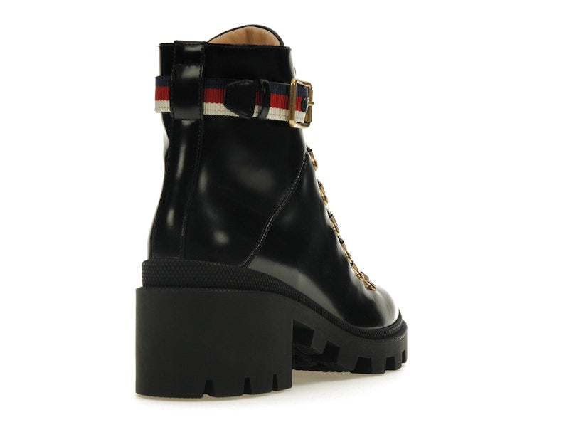 Gucci Sylvie Web 55mm Ankle Boot Black Leather