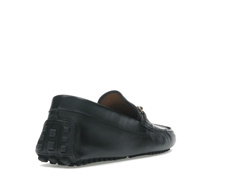 Gucci Ayrton Webbing-Trimmed Horsebit Leather Driver Loafers Black