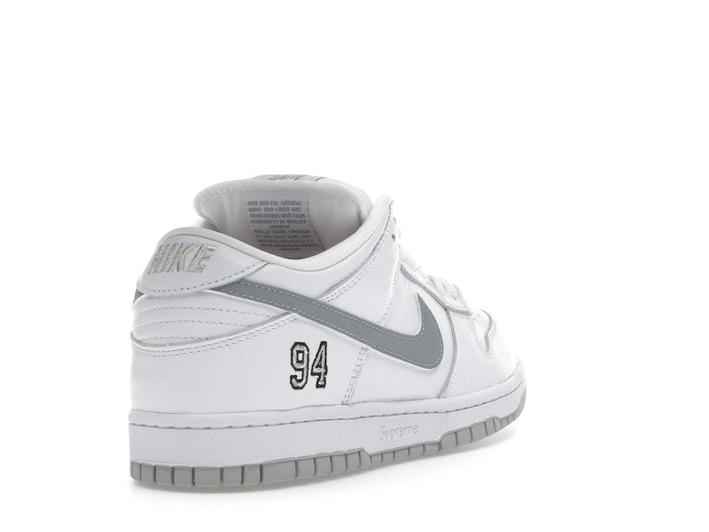 Nike SB Dunk Low Supreme 94 White Metallic Silver