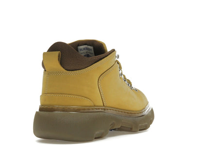 Burberry Lace Up Leather Ankle Boot Mustard Yellow