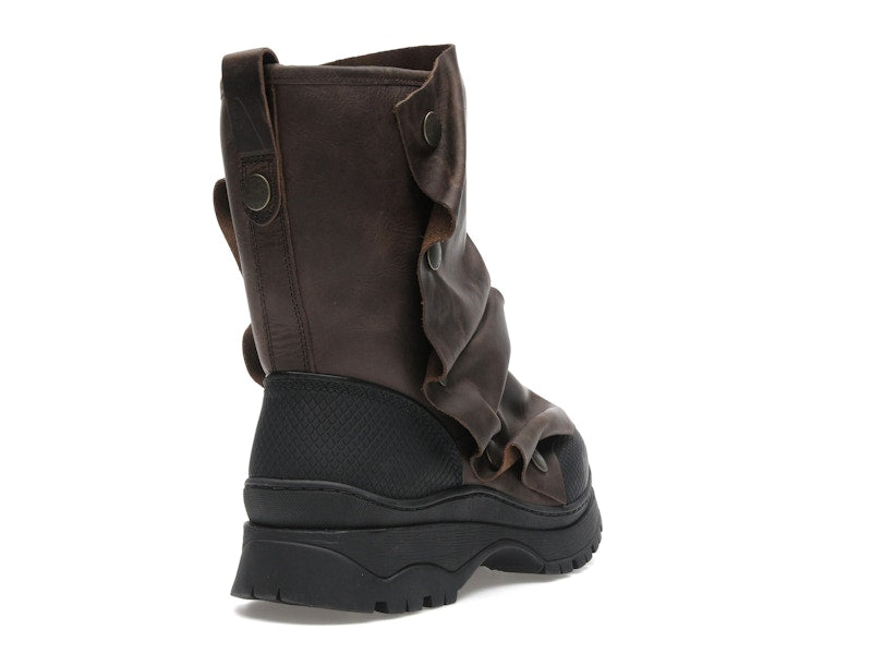 H&M x Glenn Martens Gaiter-Detail Leather Boots Dark Brown