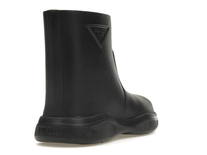 Prada Pull-On Rain Booties Black Rubber