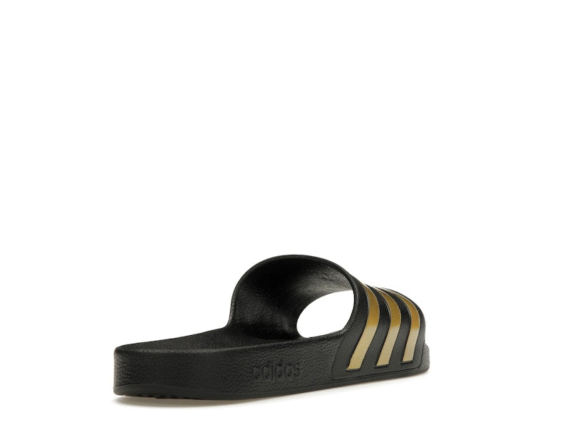 adidas Adilette Aqua Slides Core Black Gold Metallic