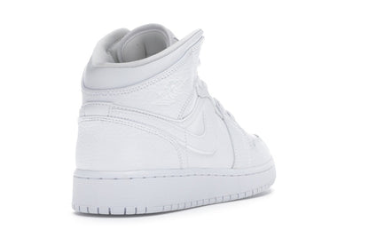 Jordan 1 Mid Triple White Tumbled Leather (GS)