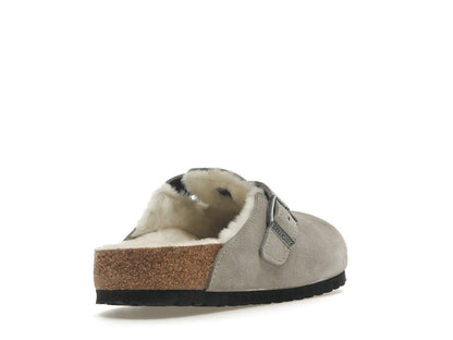 Birkenstock Boston Shearling Suede Stone Coin