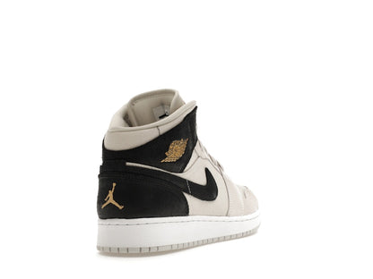 Jordan 1 Mid Light Bone Metallic Gold Black (GS)