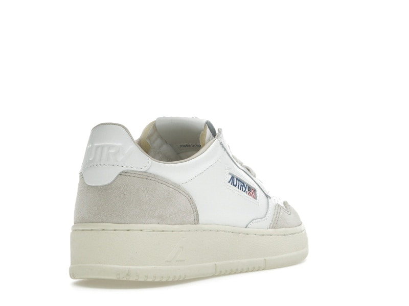 Autry Medalist Leather Low White Beige Suede (Women's)