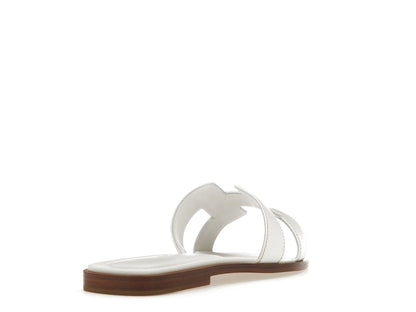 Hermes Oran Sandal Blanc Box Calfskin Leather