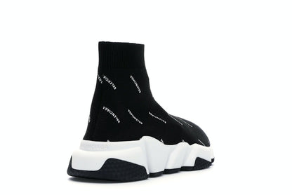 Balenciaga Speed Trainer Logo Print Black White (Women's)