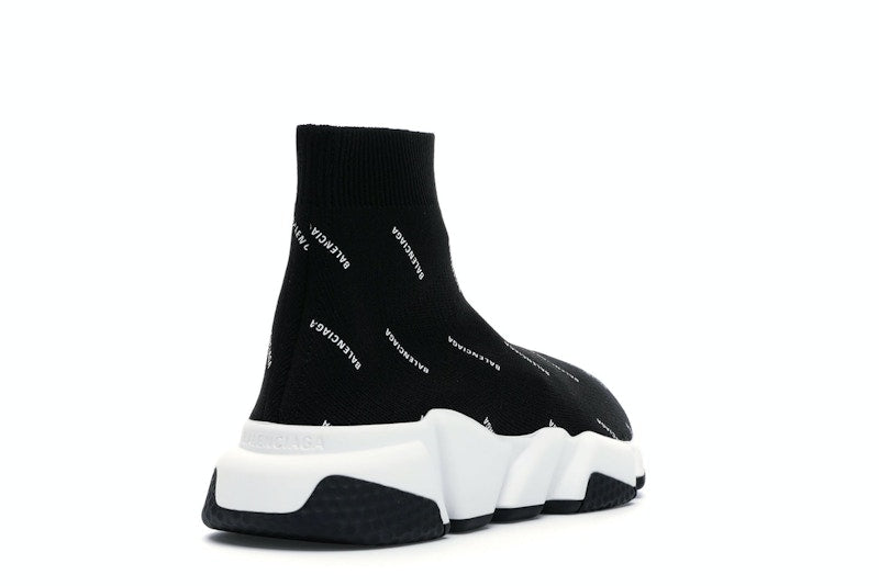 Balenciaga Speed Trainer Logo Print Black White (Women's)