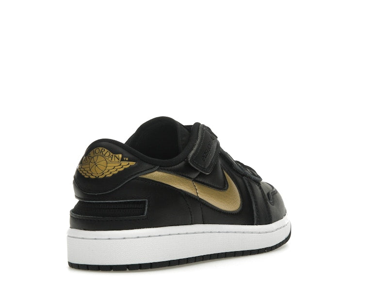Jordan 1 Low FlyEase Black White Metallic Gold