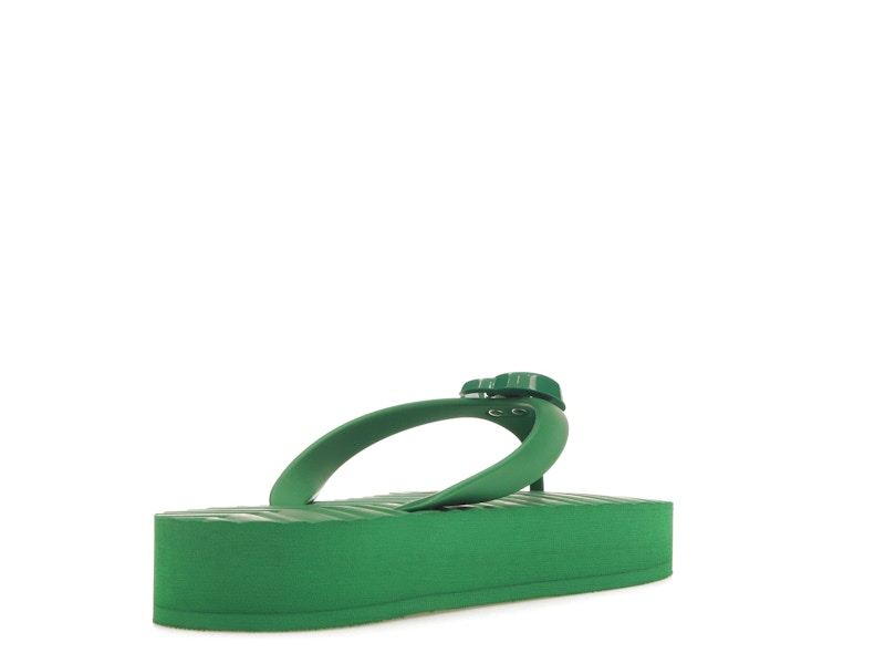 Gucci Chevron Thong Sandal Green Rubber