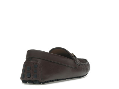 Gucci Ayrton Webbing-Trimmed Horsebit Leather Driver Loafers Brown