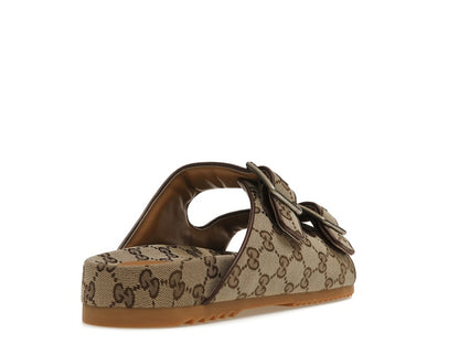 Gucci Strap Slide Sandal Beige Canvas
