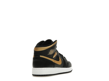 Jordan 1 Mid Black Metallic Gold Swoosh (GS)