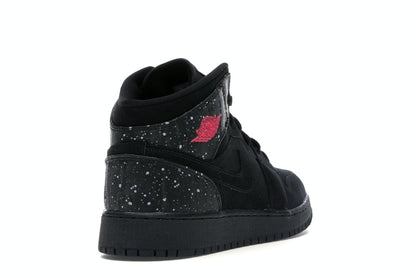 Jordan 1 Mid Black Rush Pink White Splatter (GS)