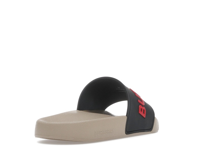 Burberry Embossed Logo Slide Black Red Tan (Women's)