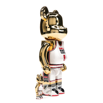 Bearbrick Michael Jordan 1992 Team USA (Dream Team) 100% & 400% Set Gold Chrome