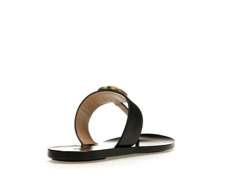 Gucci Double G Thong Sandal Black Leather