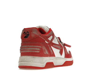 OFF-WHITE Out Of Office OOO Low Tops Red White Vintage Distressed Leather