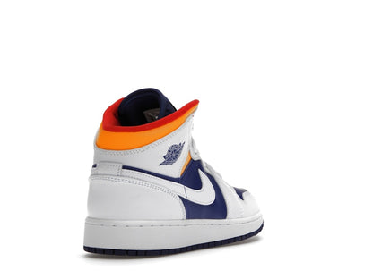 Jordan 1 Mid White Laser Orange Deep Royal Blue (GS)