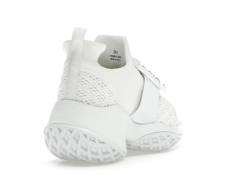 Roger Vivier Viv' Run Fabric White Crystal Buckle (Women's)