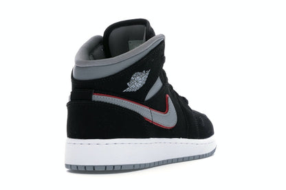 Jordan 1 Mid Black Particle Grey Gym Red (GS)
