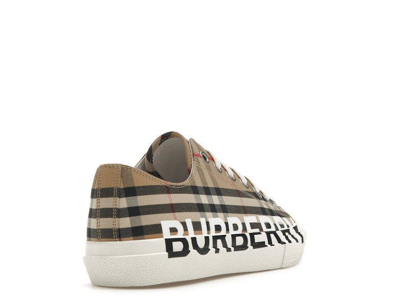 Burberry Logo Print Vintage Check Cotton Sneakers Archive Beige (Women's)