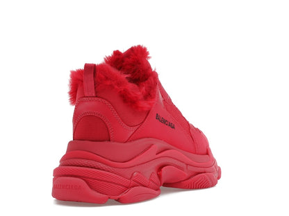 Balenciaga Triple S Faux Fur Burgundy