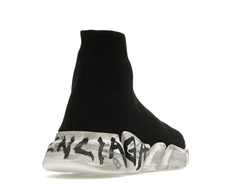 Balenciaga Speed 2.0 Graffiti Recycled Knit Black White